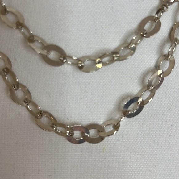 Silver color link metal necklace. Wear doubled strand or long - Picture 2 of 5